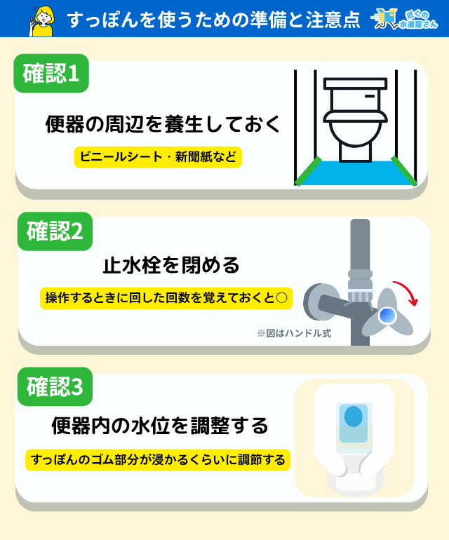 すっぽんを使うための事前準備と注意点