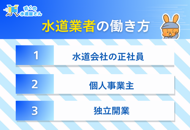 水道業者の働き方について