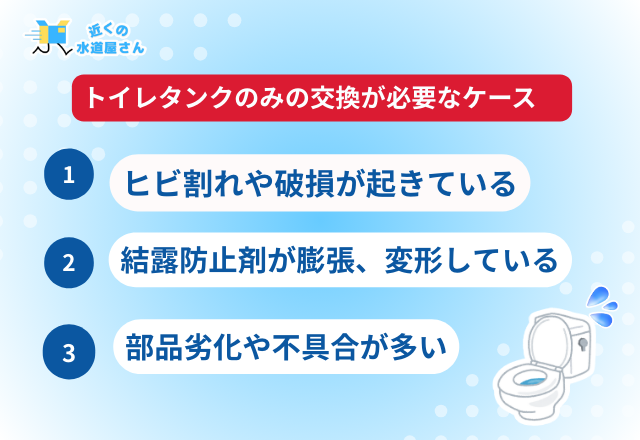 トイレタンクのみの交換が必要なケース