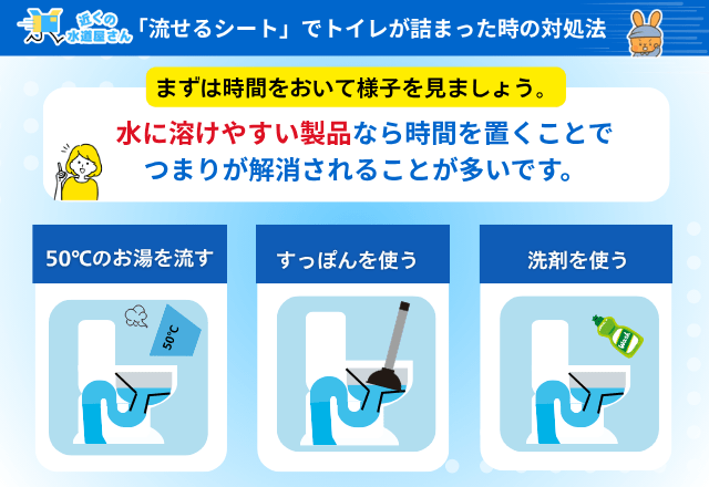 「流せるシート」でトイレが詰まった時の対処法