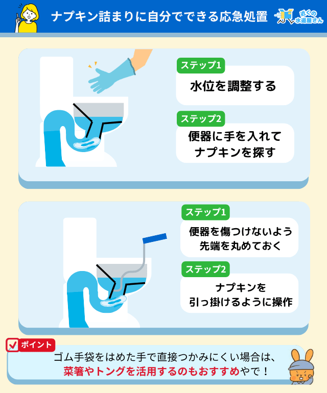 ナプキン詰まりに自分でできる応急処置の方