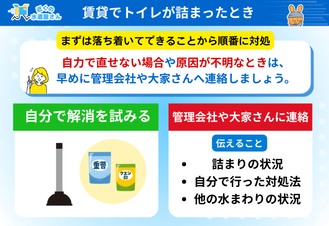 賃貸でトイレが詰まったときにまずやるべきこと