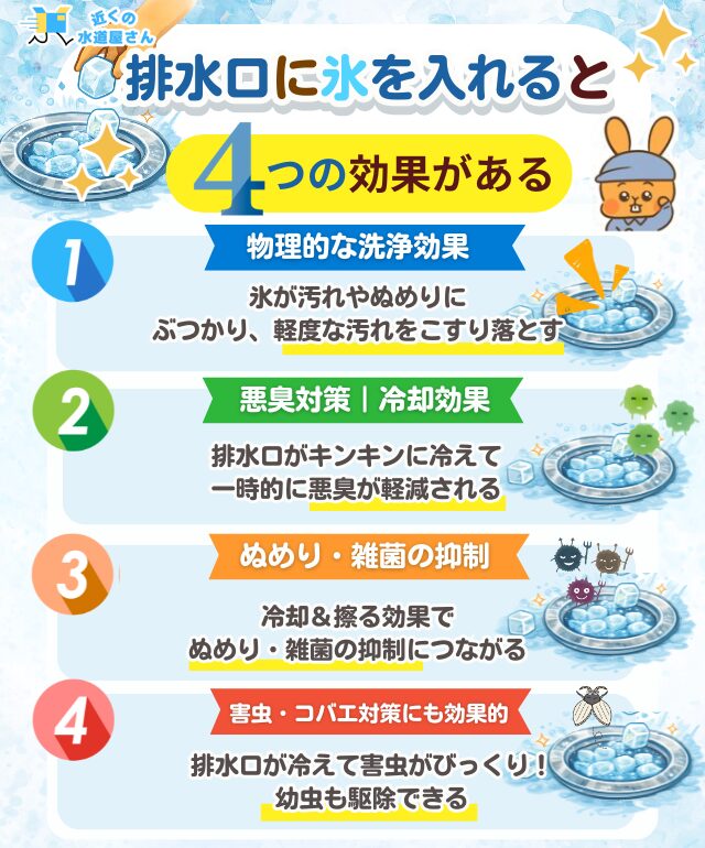 排水口に氷を入れると起こる4つの効果